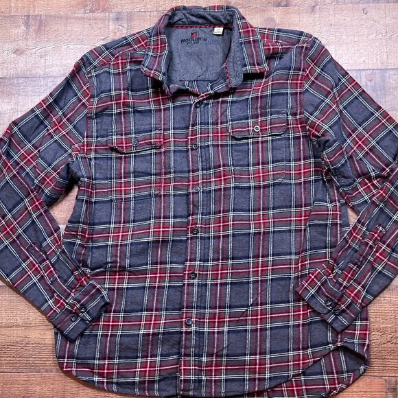 Woolrich Gray & Red Flannel Shirt size Large - Picture 1 of 4